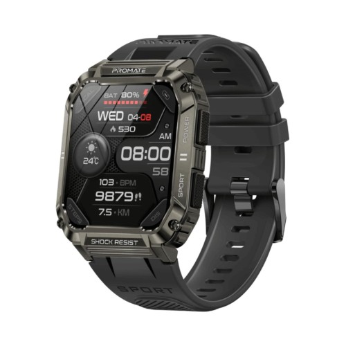 Smartwatch SPORT PROMATE XWatch-S19, conectare Android sau iOS, rezistent la apa IP67, Black
