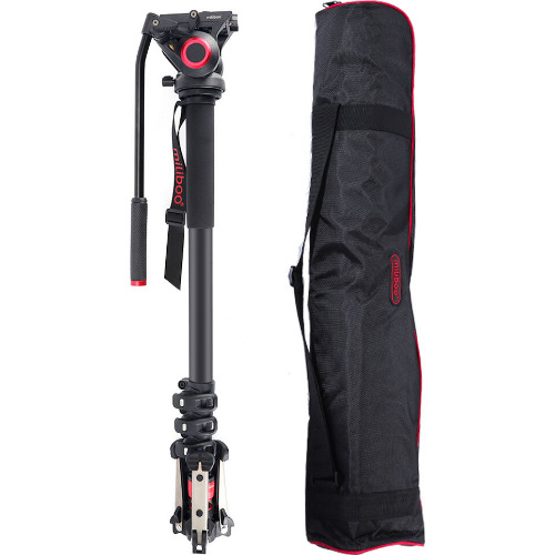 Monopod Aluminium Miliboo MTT705AS, 10 Kg, 78 - 185 cm, 360 Grade, Geanta Transport, Negru
