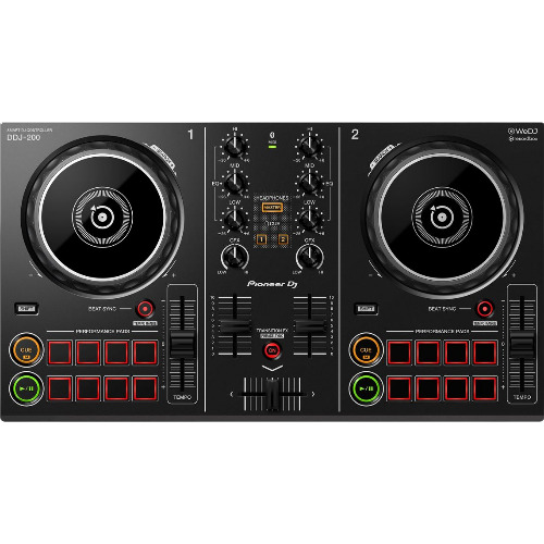 Controller DJ Pioneer DDJ-200, 2 Canale, Bluetooth, Transition, 8 Hot Cues, Fader Start, USB, Negru