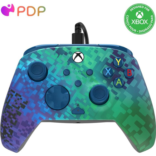 Controller cu fir PDP Rematch pentru Xbox Series X|S, Xbox One, PC, Glitch Green
