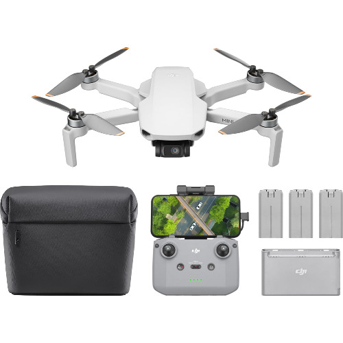 Drona DJI Mini 2 SE Fly More Combo , 4K UHD, 12 Mp Gimbal 3 axe, Distanta max 10 Km, Autonomie max 30 min, 249g, Telecomanda, Gri
