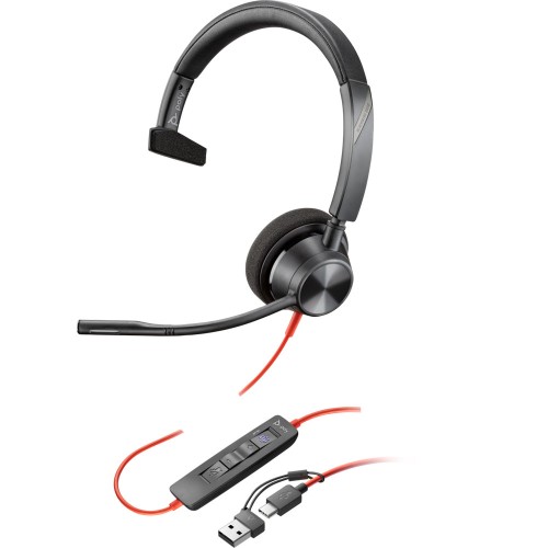Casti Audio On Ear Poly Blackwire 3310, Mono, Jack 3.5 mm, USB (Produs NOU!) - Garantie 24 LUNI
