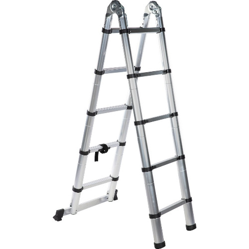 Scara de Aluminiu Telescopica Dubla Bigshot, pana la 2.8M / 5.6M si 150Kg, Argintiu
