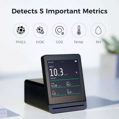 Monitor de Control Smart Calitatii Aerului Qinping Air Monitor CGS1, Ecran LCD Touchscreen, WiFi, Particule Fine (PM2.5), CO2, Compusi Organici Volatili (tVOC), Temperatura, Umididate, USB-C, Gri
 Monitor de Control Smart Calitatii Aerului Qinping Air Monitor CGS1, Ecran LCD Touchscreen, WiFi, Particule Fine (PM2.5), CO2, Compusi Organici Volatili (tVOC), Temperatura, Umididate, USB-C, Gri