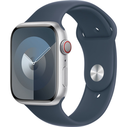 Apple Watch Series 9 45mm A2984, GPS, Cellular, Carcasa Silver AI Storm Blue SB M/L CEL
