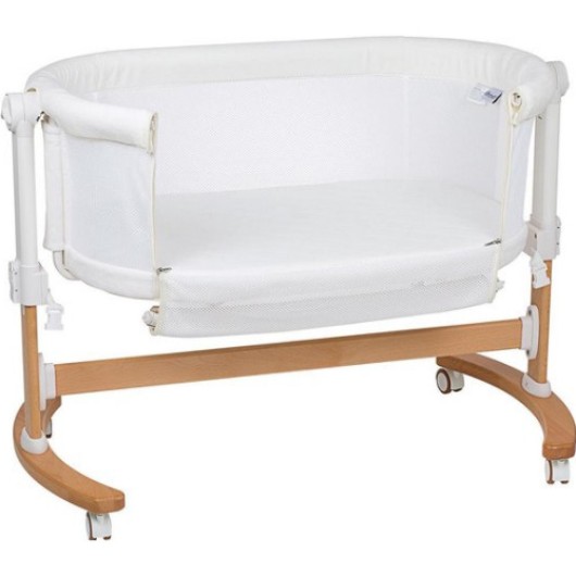 Patut 2 in 1 co-sleeper BabyGo Amila, Sistem de leganare, Husa detasabila si lavabila, Inaltime reglabila, Materiale ce permit trecerea aerului, Inaltime 88cm, Greutate maxima 9Kg, 5 Trepte inaltime, Creme