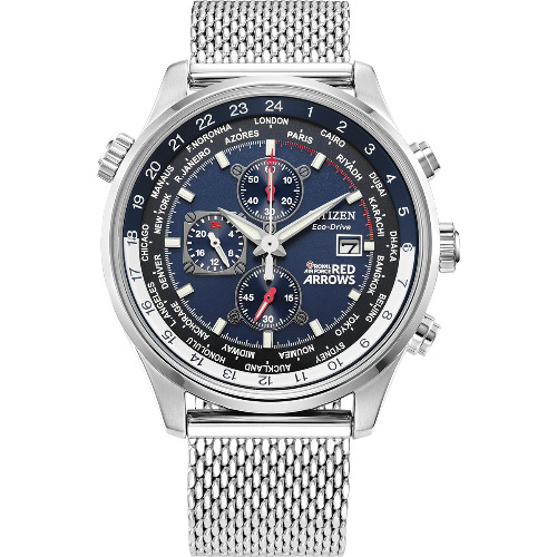 Ceas barbatesc Citizen Royal Air Force Red Arrows, Chronograph, 43mm, Curea si carcasa Otel inoxidabil, 10ATM, Quart, Analog Ceas barbatesc Citizen Royal Air Force Red Arrows, Chronograph, 43mm, Curea si carcasa Otel inoxidabil, 10ATM, Quart, Analog