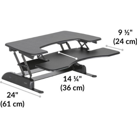 Stand de lucru pentru laptop si computer Varidesk Pro Plus 36 Standing Desk, Reglabil cu suport tastatura, Capacitate maxima 15kg, Material metal, Negruesk