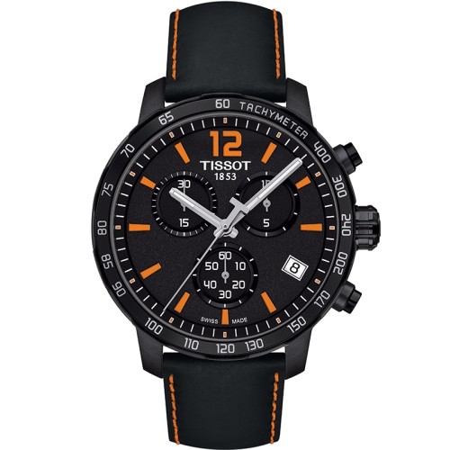 Ceas Barbatesc Tissot T095417A 42 mm, Quartz, Cronograph, Tachimetru, Otel Inoxidabil, Curea Piele, Negru
