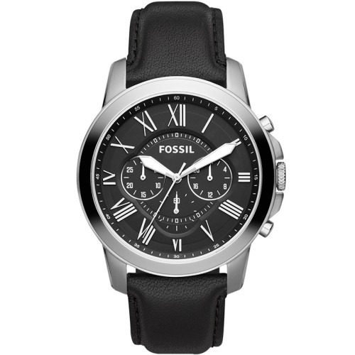 Ceas Barbatesc Fossil FS 4821 44 mm, Quartz, Analog, Cristal Mineral, Otel Inoxidabil, Curea Piele
