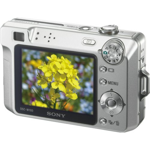 Aparat foto digital SONY Cyber-Shot DSC-W100, Zoom Optic 3x, Zoom Digital 2x, Obiectiv Carl Zeiss Vario‑Tessar, Memorie internă: 64 MB, LCD 2,5″, Silver

