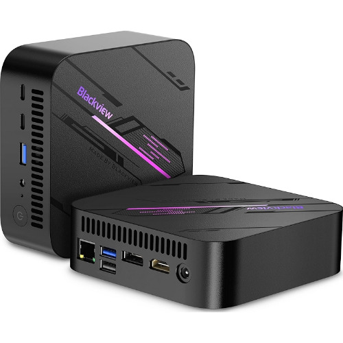 Mini PC Blackview MP100, AMD Ryzen 7 5825U pana la 4.5 GHz, 16 Gb RAM DDR4, SSD 512 Gb, Wi-Fi 6, 4K 144Hz, UHD, Negru
