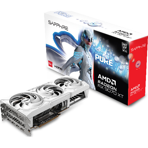 Placa video SAPPHIRE PURE AMD RADEON RX 9070 XT GAMING OC, 16GB GDDR6, 256-bit,2x DisplayPort,2x HDMI,Alb
