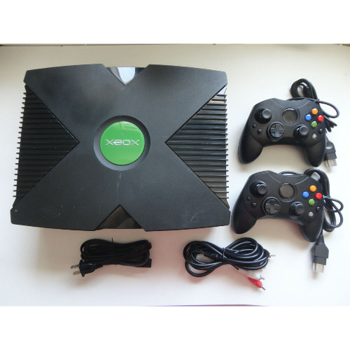 Consola Microsoft Xbox Classic 2x Xbox Controller S and remote
