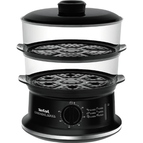 Aparat de gatit cu aburi Tefal VC1401, 900W, Timer, oprire automata, depozitare compacta, grile detasabile, Negru

