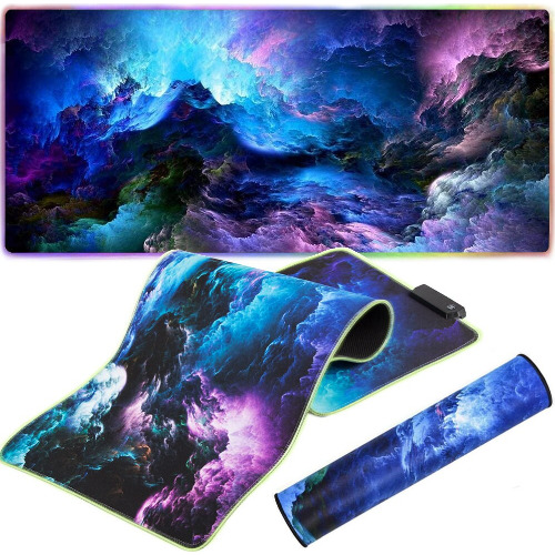 Mousepad Gaming, RGB, Iluminare LED 12 Moduri, 7 Culori, Baza Cauciucata, Anti-alunecare, 90 X 40 cm

