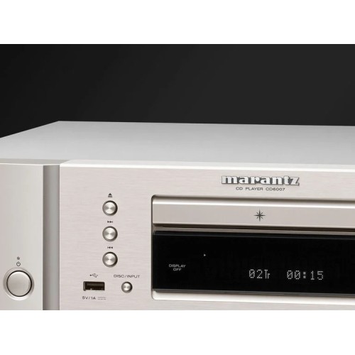 CD Player MARANTZ CD6007, Mecanism JTL-101Y, Conversie D/A Multi-bit, Delta-Sigma, Digital Optical Out, Digital Coaxial Out, USB Audio (Front) USB-A: FLAC / WAV / AIFF / ALAC / DSD, Headphone Out, Argintiu
