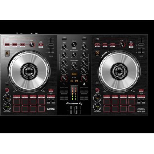 Consola DJ Pioneer DDJ-SB3, Canale: 2, Control deck: 4 , Trim knob: 4,  FX Fade, Pad Scratch,  Hot cues: 4, Loop manual,  Autoloop, USB-B, RCA, Jack 6.3 mm, Negru
