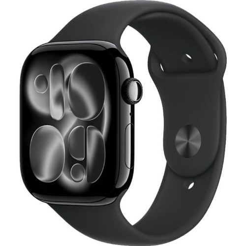 Apple Watch Series 11, 46mm, GPS, Carcasa Jet Black Aluminium, Black Sport Band - M/L, A3333
