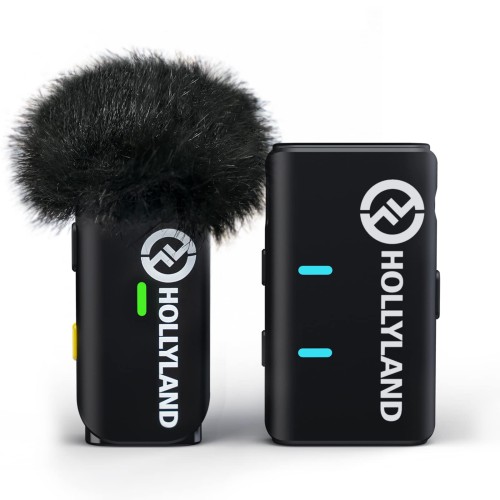 Set 2x Lavaliera Hollyland Lark M1, 1x Receiver, 2x Transmitator, 2.4 GHz, Omnidirectional, Max 200m, USB-C, Jack 3.5 mm, Negru
