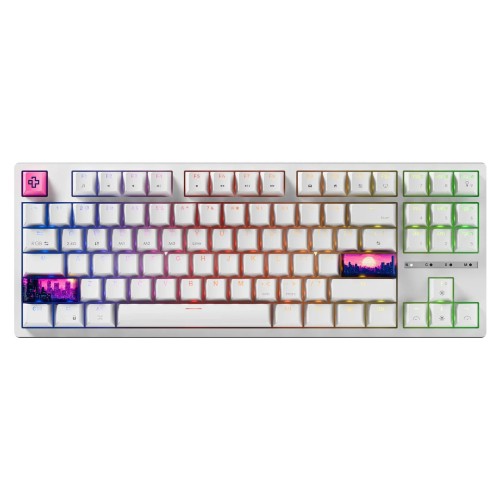 Tastatura Gaming Mecanica Wireless QWERTYKEY H87, Switch-uri Brown, Bluetooth, Wireless 2.4 GHz, USB-C, White
