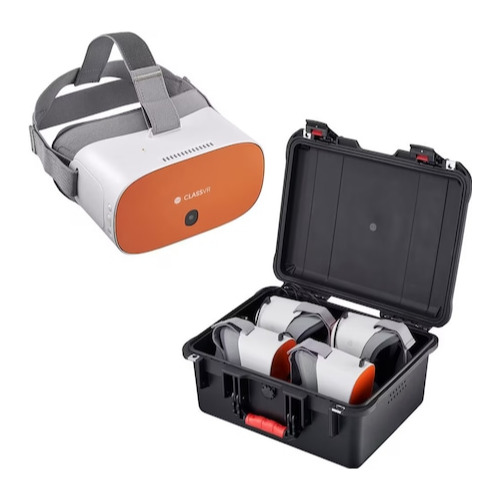 Ochelari Avantis ClassVR PREMIUM 64 Gb, Laborator Scolar de Realitate Virtuala, Set 4 casti si 4 controlere, Camera frontala cu focalizare automata 13MP, Ecran LCD HD 5.5 inch, Bluetooth, Wi-Fi, Portocaliu/Alb
