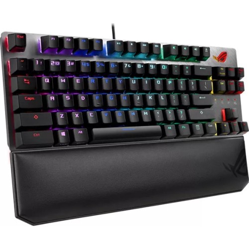 Tastatura Gaming Mecanica Cu Fir Asus ROG Strix Scope NX TKL Deluxe, Switch-uri ROG NX Red, RGB, Tasta Stealth, Suport Magnetic Pt Incheietura Mainii
