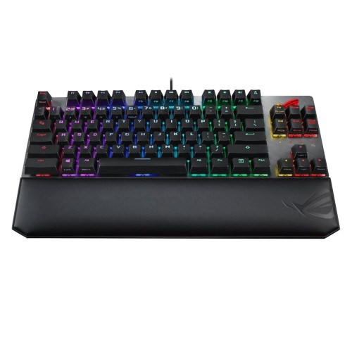 Tastatura Gaming Mecanica Cu Fir Asus ROG Strix Scope NX TKL Deluxe, Switch-uri ROG NX Red, RGB, Tasta Stealth, Suport Magnetic Pt Incheietura Mainii
