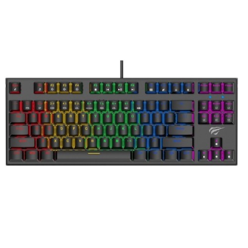 Tastatura Gaming Mecanica Cu Fir Havit KB857L, 87 Taste, Anti Ghosting, RGB, QWERTY, Negru
