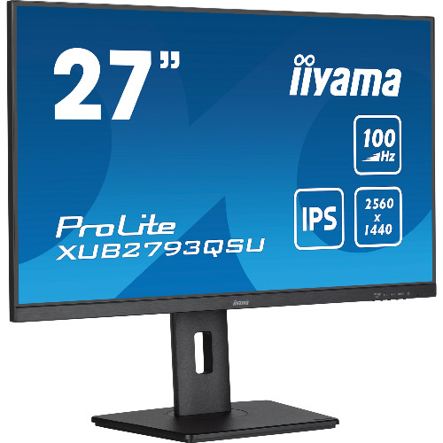 Monitor LED IPS iiyama ProLite XUB2793QSU-B6, 27 inch WQHD, 100Hz, 1ms, HDMI, DisplayPort, USB, Boxe, Pivot, Negru