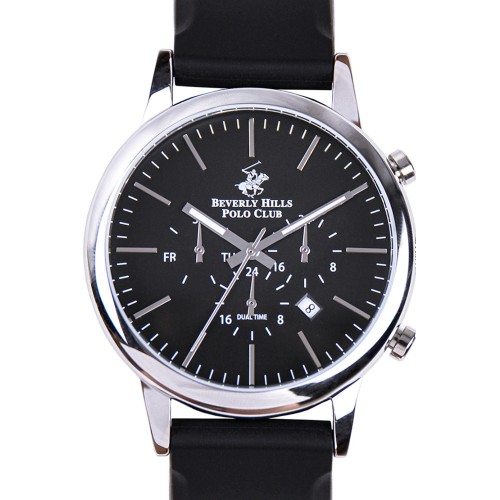 Ceas barbatesc Beverly Hills Polo Club Classic, BP0113Y.351, 46mm, Quartz, Dual Time, Cristal Mineral
