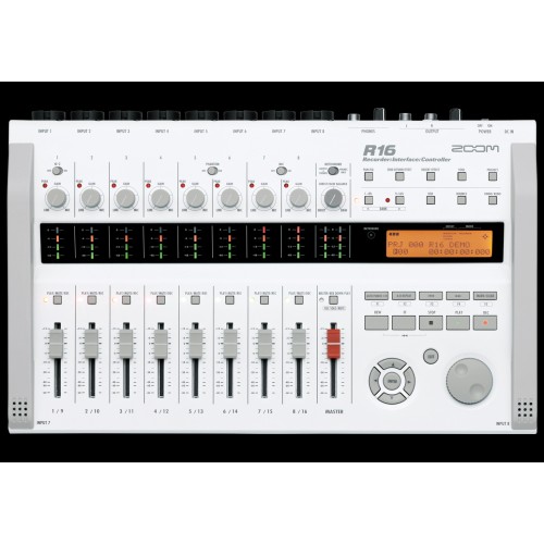 Recorder Multitrack ZOOM R16, 8 Intrari Microfon (2x Phantom Power), Conectori Combo 8x Echilibrat (XLR / 1/4 Inch TRS),  XLR, USB, Jack 6.3 mm, Alb
