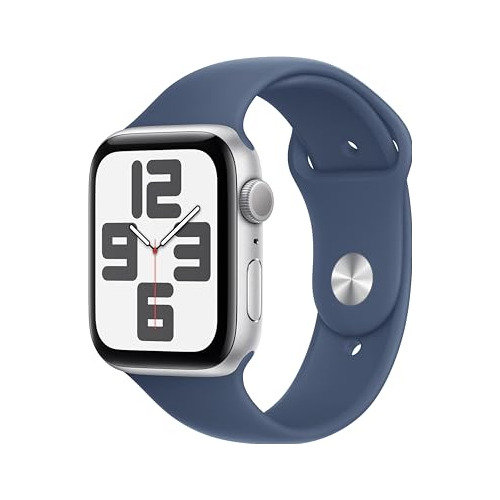 Apple Watch SE (2nd Gen) 44mm, Starlight Aluminium Case, Storm Blue Sport Band, GPS, M/L, A2723
