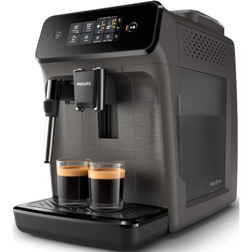Espressor automat Philips EP1224/00, 1500W, 2 bauturi, Sistem Clasic de Spumare a Laptelui, Afisaj Tactil, Rasnita Ceramica, Cu filtrul Aqua Clean, Gri Casmir
