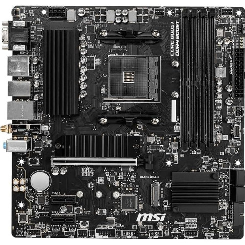 Placa de baza MSI B550M PRO-VDH, 24 pin ATX, 8 pin ATX 12V, DDR4 pana la 128Gb, Socket AM4, USB 2.0, USB 3.2, USB-C, audio jacks, Ethernet, VGA, HDMI, DisplayPort, Wi-Fi antena port