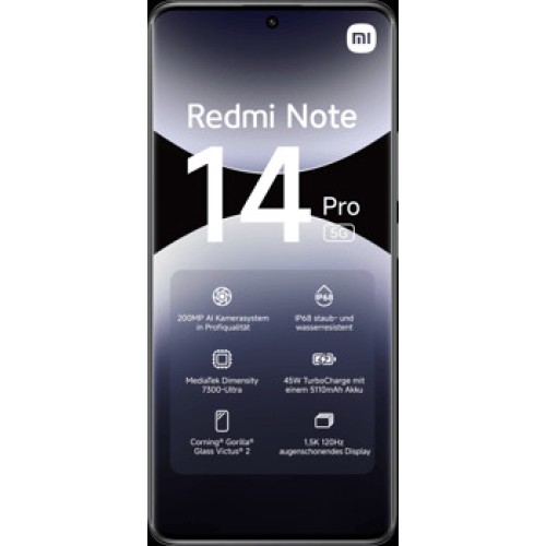 Xiaomi Redmi Note 14 Pro 5G 256 Gb, Dual SIM, 8 Gb RAM, Midnight Black (Produs NOU!) - Garantie 24 LUNI
