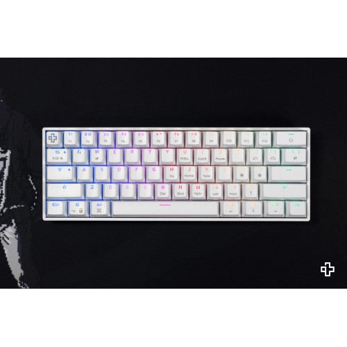 Tastatura Gaming Mecanica Cu Fir QWERTYKEY H61 Split Hotswap, RGB, Brown Switch, Alb
