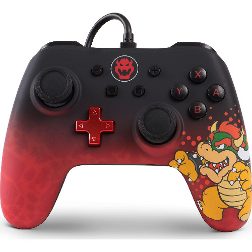 Controller PowerA EnWired Cu fir pentru Nintendo Switch, Bowser, Negru/Rosu
