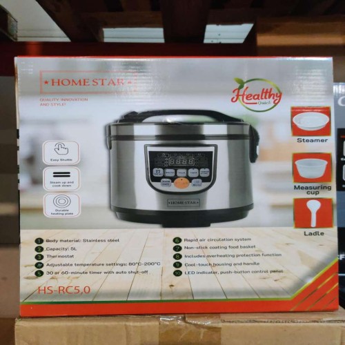 Oala electrica digitala Multicooker HomeStar HS-RC5, 900W, otel inoxidabil, 5L
 Oala electrica digitala Multicooker HomeStar HS-RC5, 900W, otel inoxidabil, 5L