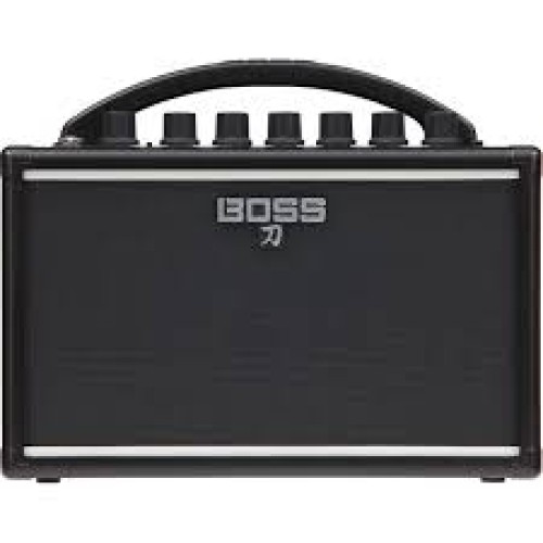 Amplificator de chitara Boss KTN-MINI EXP, 7W, Jack 6.3mm, Functionare pe baterii AA, Gain, Volum, Bass, Medii, Înalte, Timp, Nivel, Vocal, Negru
