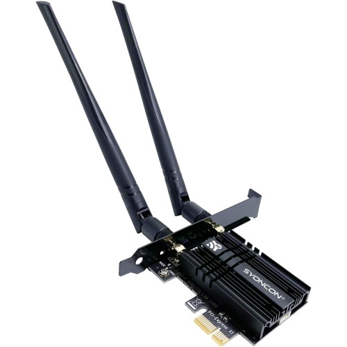 Placa retea wireless Syoncon PCI-E, WiFi 6E, Bluetooth 5.3 Tri-Band 2.4G/5G/6GHz, Black
